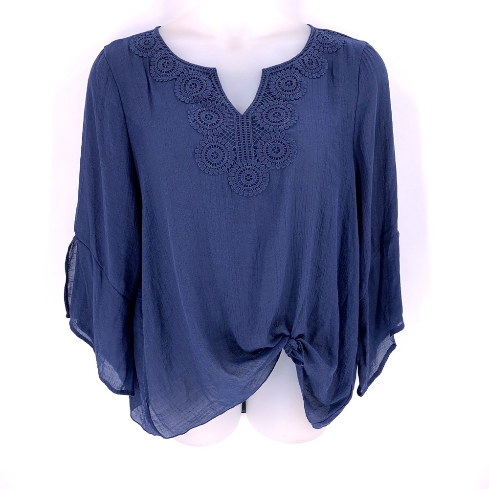 ZAC & RACHEL Crochet Trim Boho Gauze Top XL